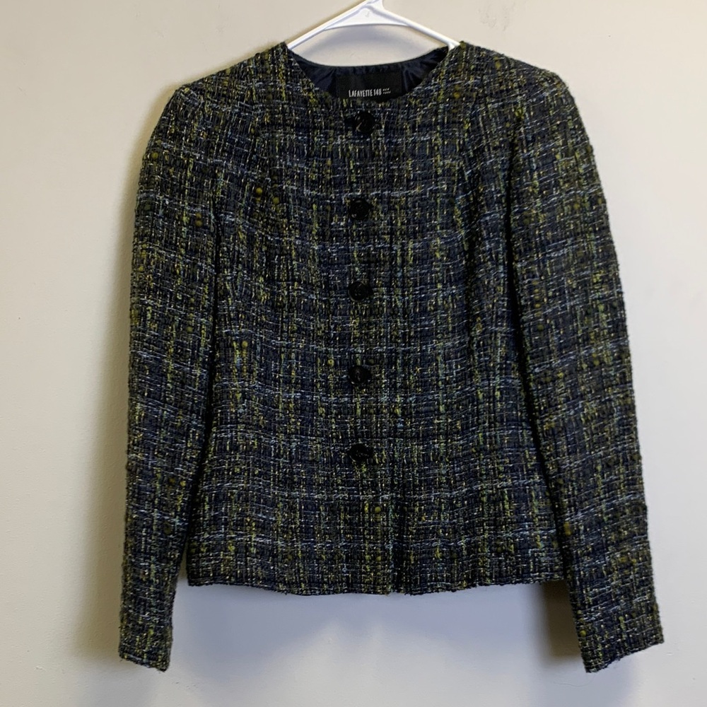 Lafayette 148 New York Women's Black and Yellow Tweed Blazer